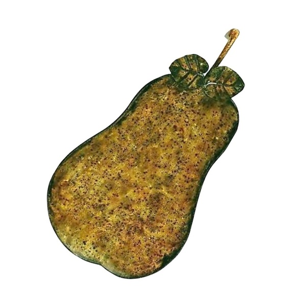 Decorative Metal Pear Shaped Footed Tray Curved Serving Platter‎ Rustic Country - Picture 1 of 4